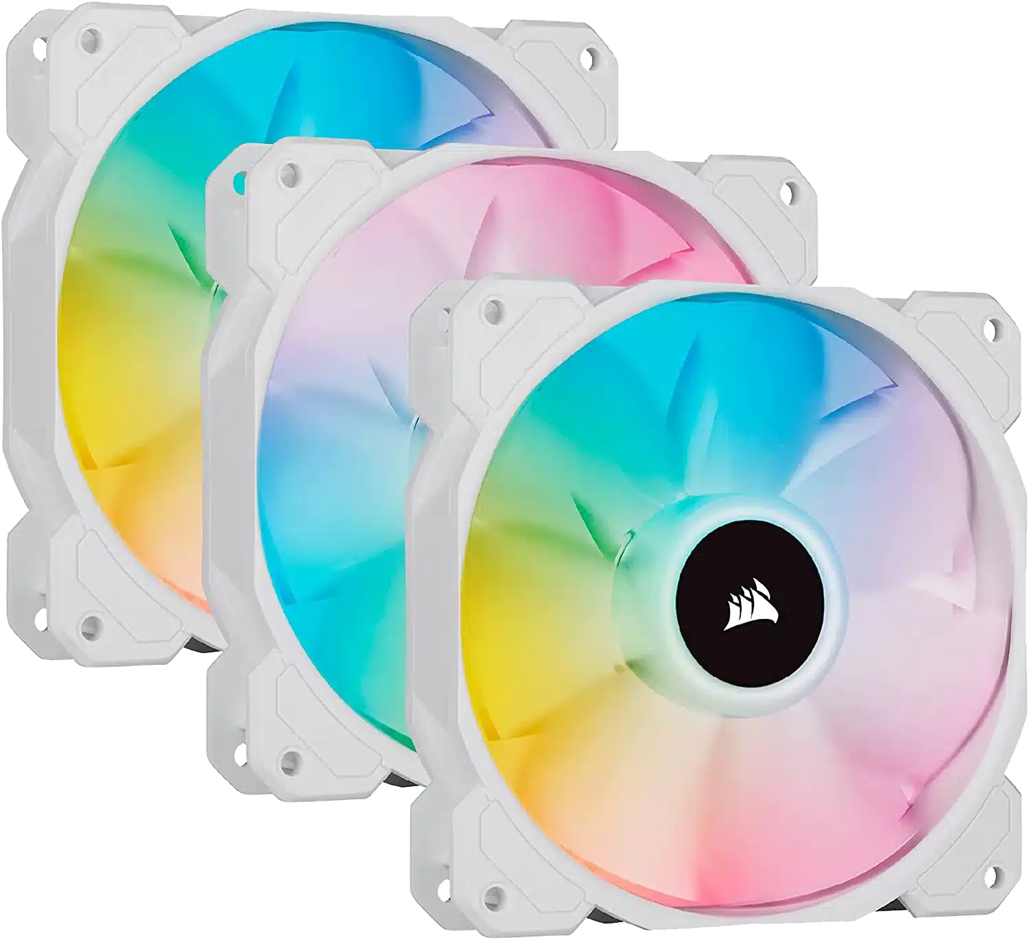 3 ventole Corsair iCUE SP120, RGB, iCUE Lighting Node Core, AirGuide, RGB, bassa rumorosità, colore bianco
