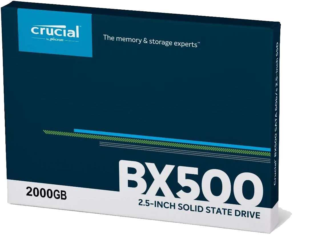 Crucial BX500 2 TB CT2000BX500SSD1 fino a 540 MB/s, SSD Interno, 3D NAND, SATA, 2.5 Pollici