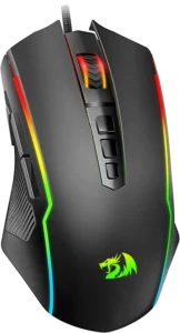 Mouse Gaming Redragon, RGB, 8000 DPI, 9 pulsanti programmabili & pulsante di fuoco, colore nero